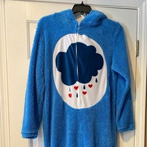 Blue Care Bear fleece Onsie PJ NWOT med